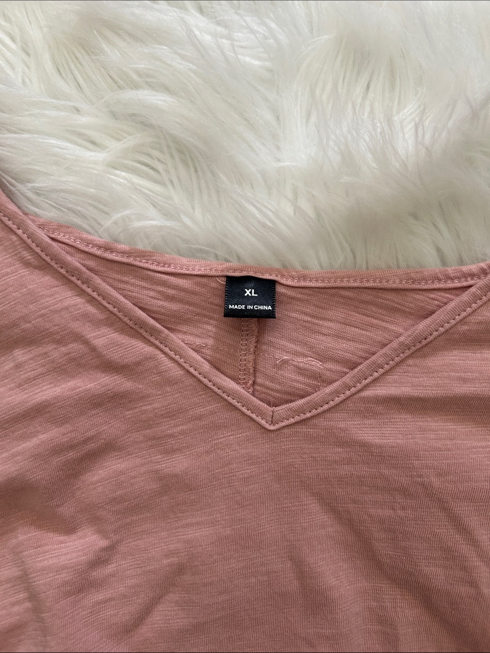 SHEIN Mauve Pink V-Neck Long Sleeve Lettuce Hem Top - Picture 2 of 3
